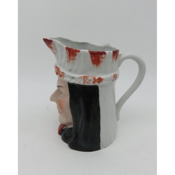 Native American Indian Chief Face Jug Creamer Made In Germany 6" Vintage - Picture 6 of 9